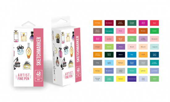 Набор капиллярных ручек Sketchmarker Artist fine pen Basic 48цв Набор капиллярных ручек Sketchmarker Artist fine pen Basic 48цв